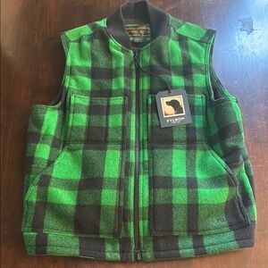 Filson Vibrant Green and Black Checkered Vest
